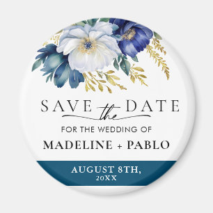 Imã Casamento Floral Personalizado Salve o ímã de Data