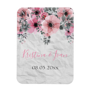 Ímã Casamento Floral Romântico Elegante Antiquado