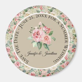 Imã Casamento Floral Rosa-Rosa Delicado Vitoriano