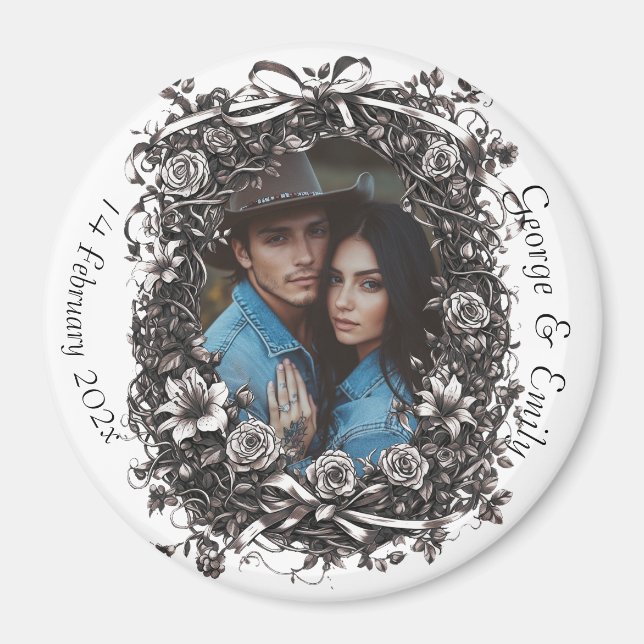 Imã Casamento Floral Russo, sepia. (Frente)