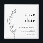 Imã Casamento Floral Simples Minimalista Salve a Data<br><div class="desc">Casamento Floral Simples Minimalista Salve a Data</div>