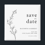 Imã Casamento Floral Simples Minimalista Salve a Data<br><div class="desc">Casamento Floral Simples Minimalista Salve a Data</div>
