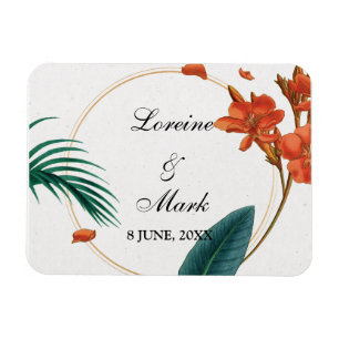 Ímã Casamento Floral Tropical Elegante