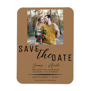 Ímã Casamento Foto Brown Save the Date