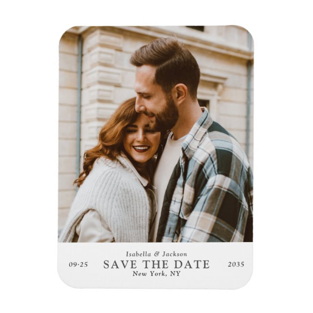 Ímã Casamento Foto Salvar a Data Minimalista Moderna (Vertical)