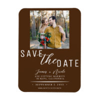 Casamento Foto Save the Date Marrom Chocolate