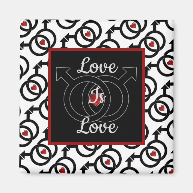 Imã Casamento gay Love Is Love Square Magnet (Frente)