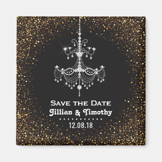 Imã Casamento Glamoroso de Chandelier Salve a data Dou