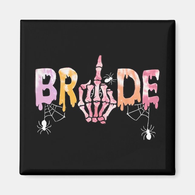 Imã Casamento Gótico Spooky Halloween Skeleton Bride J (Frente)