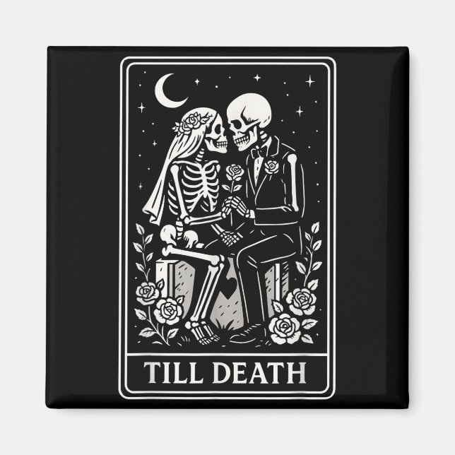 Imã Casamento Gótico Tarot de Esqueleto Até a Morte (Frente)