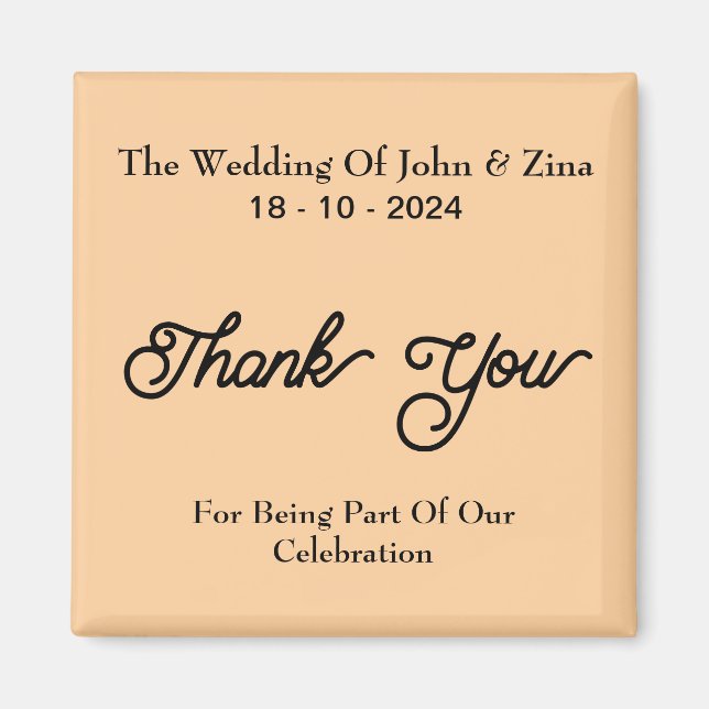 Imã Casamento Grande Caligrafia Obrigado (Frente)