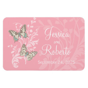 Ímã Casamento guarde borboletas rosa