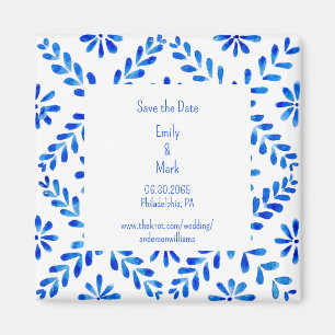 Imã Casamento Mediterrâneo Azul Save the Date
