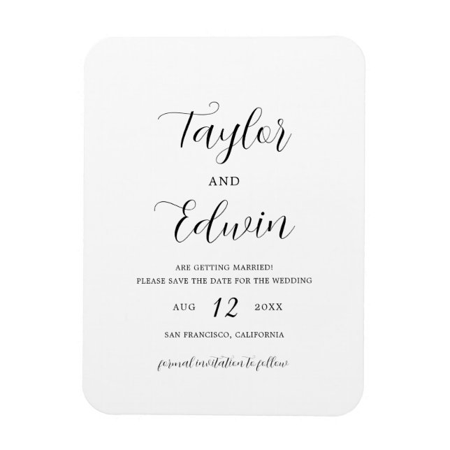 Ímã Casamento Minimalista Moderno Salvar a Data (Vertical)
