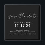 Imã Casamento mínimo moderno Salve a data<br><div class="desc">Um simples cartão moderno. Personalize este design preto e branco minimalista para ter seus detalhes pessoais e sua mensagem.</div>