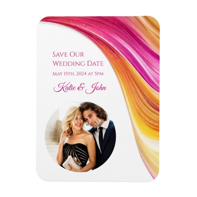 Ímã Casamento Moderno - Amarelo - Cor-de-Rosa-Fotográf (Vertical)