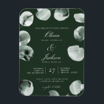 Ímã Casamento Moderno com Eucalipto Verde Esmaecido e<br><div class="desc">Convite de Casamento Moderno com Roteiro de Eucalipto e Folhagem Refined Esmaecido Aquarela - Escuro</div>