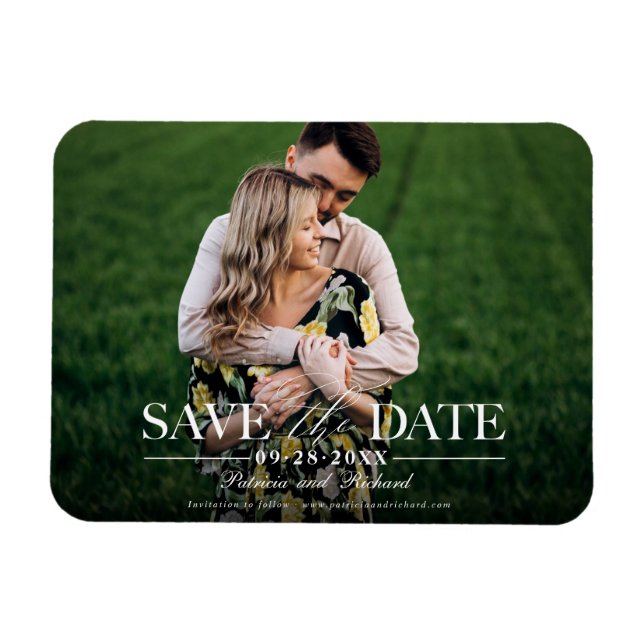 Ímã Casamento Moderno e Elegante Salvar a Data Foto (Horizontal)