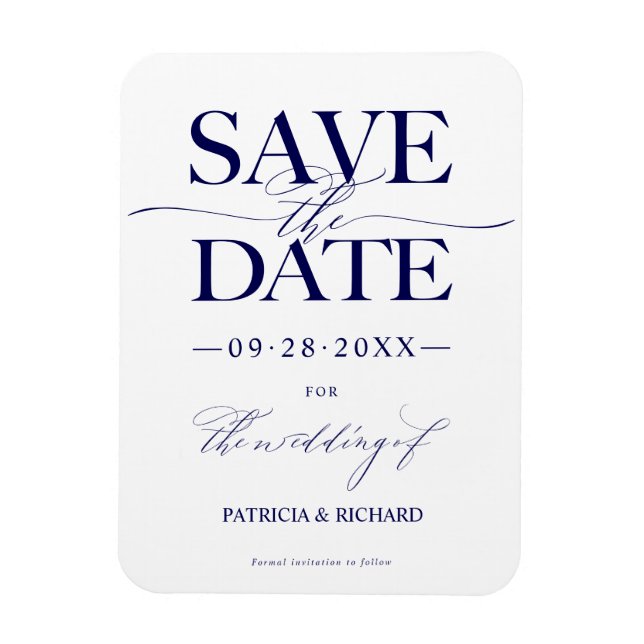 Ímã Casamento Moderno e Elegante Save The Date Sem Fot (Vertical)