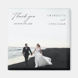 Imã Casamento Moderno Negro e Branco Favorece Obrigado