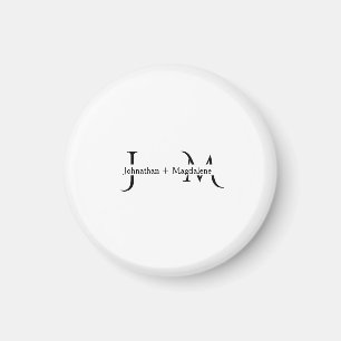 Imã Casamento Monograma Preto e Branco Minimalista