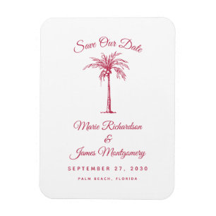 Ímã Casamento na Praia com Tema Magenta Moderno - Salv