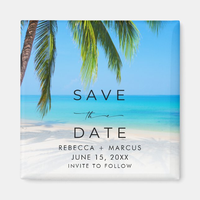 Imã Casamento na Praia Tropical - Salve a Data (Frente)