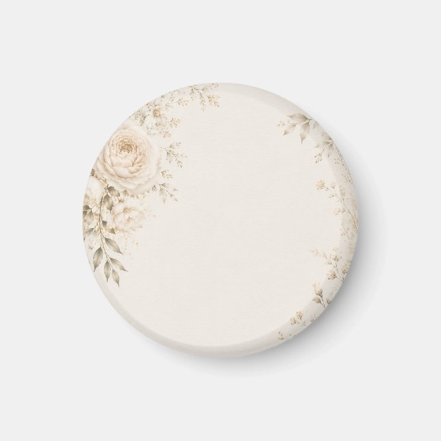 Imã Casamento Neutro com Florais Refinados (Frente)