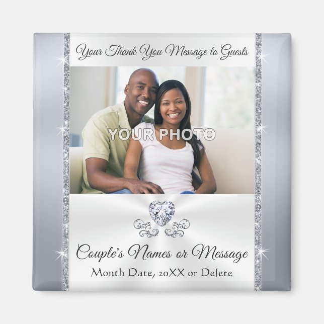 Imã Casamento Obrigado Favoritos, FOTO, Personalizado (Frente)