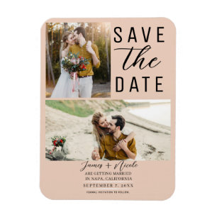 Ímã Casamento Peach 2 Fotos Save the Date