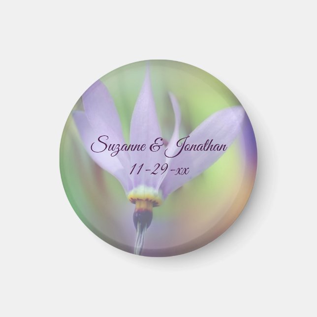 Imã Casamento Personalizado Da Flor Pálida Roxo (Frente)