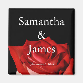 Imã Casamento Personalizado da Rosa vermelha Elegante