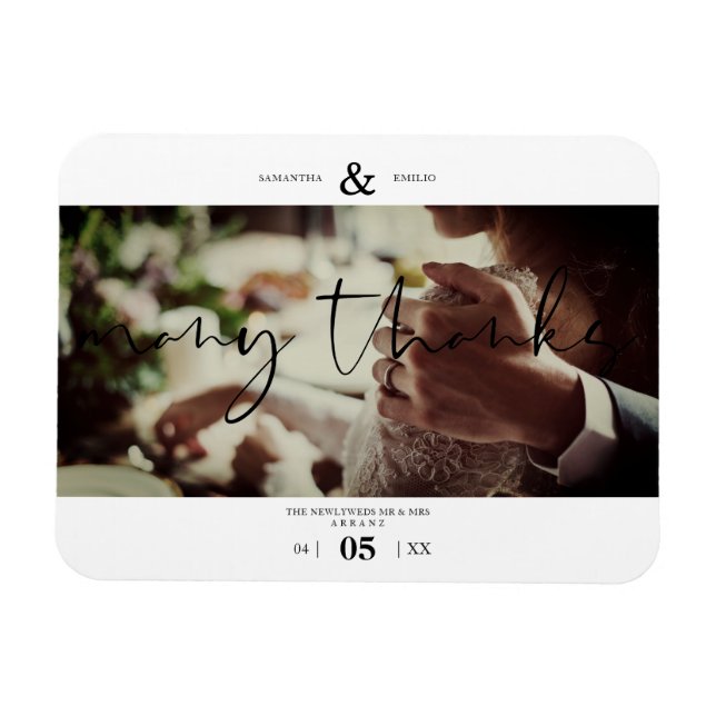 Ímã Casamento personalizado de Casal de fotos com muit (Horizontal)
