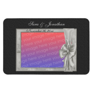 Ímã Casamento Personalizado de Foto de Silver Elegante