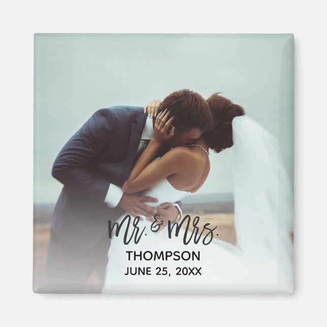 Imã Casamento Personalizado de Foto Moderno Simples Re (Frente)