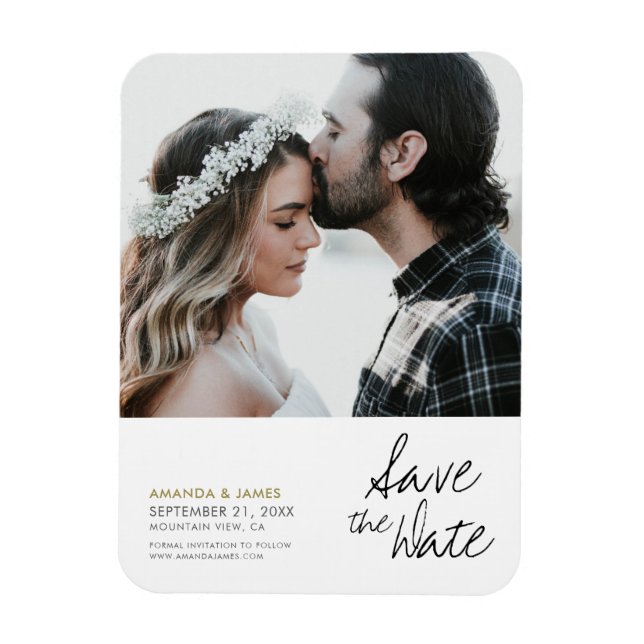 Ímã Casamento Personalizado de Fotografia Moderna Chic (Vertical)