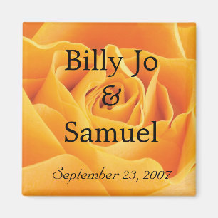 Imã Casamento Personalizado de Rosa Amarelo Suave