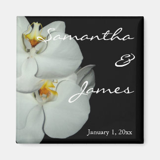 Imã Casamento Pessoal com Duas Orquídeas Brancas