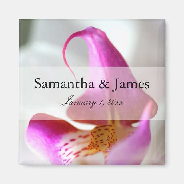 Imã Casamento Pessoal com Orquídea Púrpura e Branca (Frente)