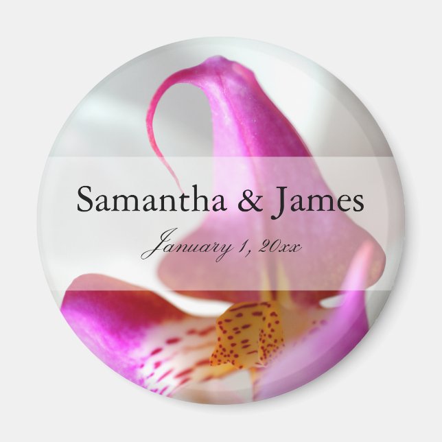 Imã Casamento Pessoal com Orquídea Púrpura e Branca (Frente)