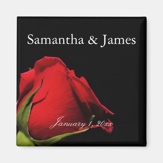 Imã Casamento Pessoal de Rosa vermelha Longa (Frente)