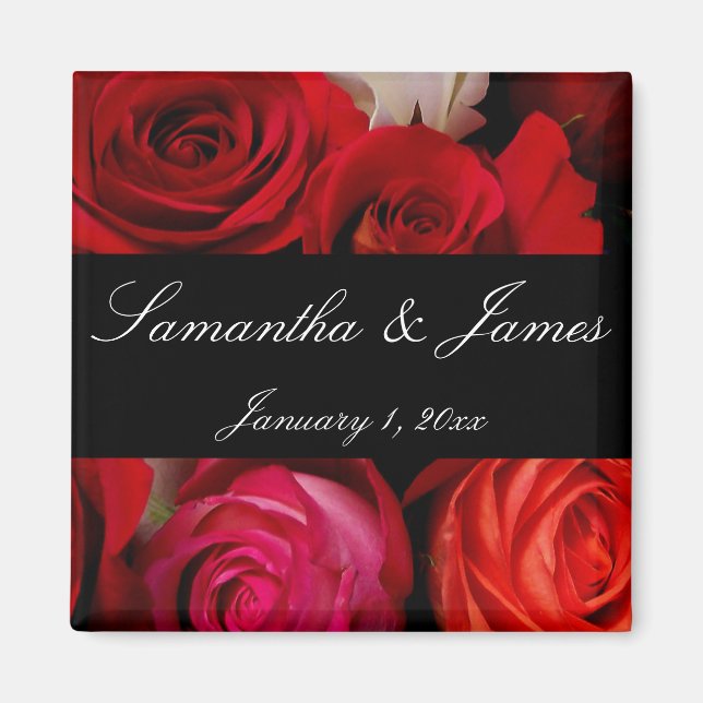 Imã Casamento Pessoal Rose Bouquet (Frente)