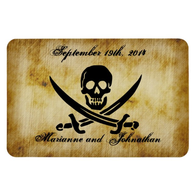 Ímã Casamento Pirata Salva o Magneta Souvenir Data (Horizontal)
