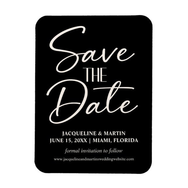 Ímã Casamento Preto Branco Letra Cursiva Site (Vertical)
