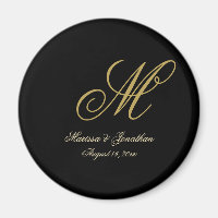 Casamento Preto com Script Monograma Dourado Chic