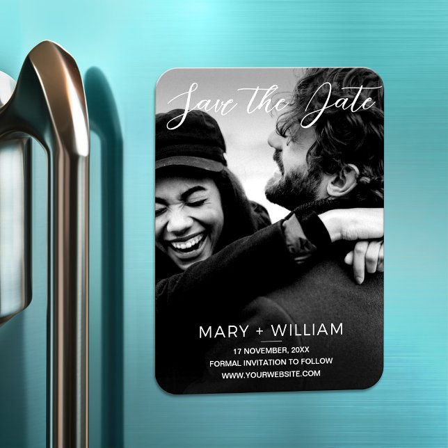 Ímã Casamento preto e branco salvar a foto de data (Criador carregado)