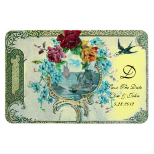 Ímã Casamento romântico, amarelo floral da data das