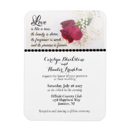 Ímã Casamento Rosa Vermelha & Pérolas