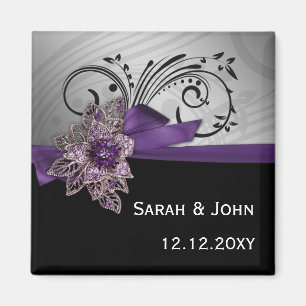 Imã Casamento roxo do broche do vintage da fita do