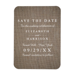 Ímã Casamento Rustic Burlap Salvar A Data